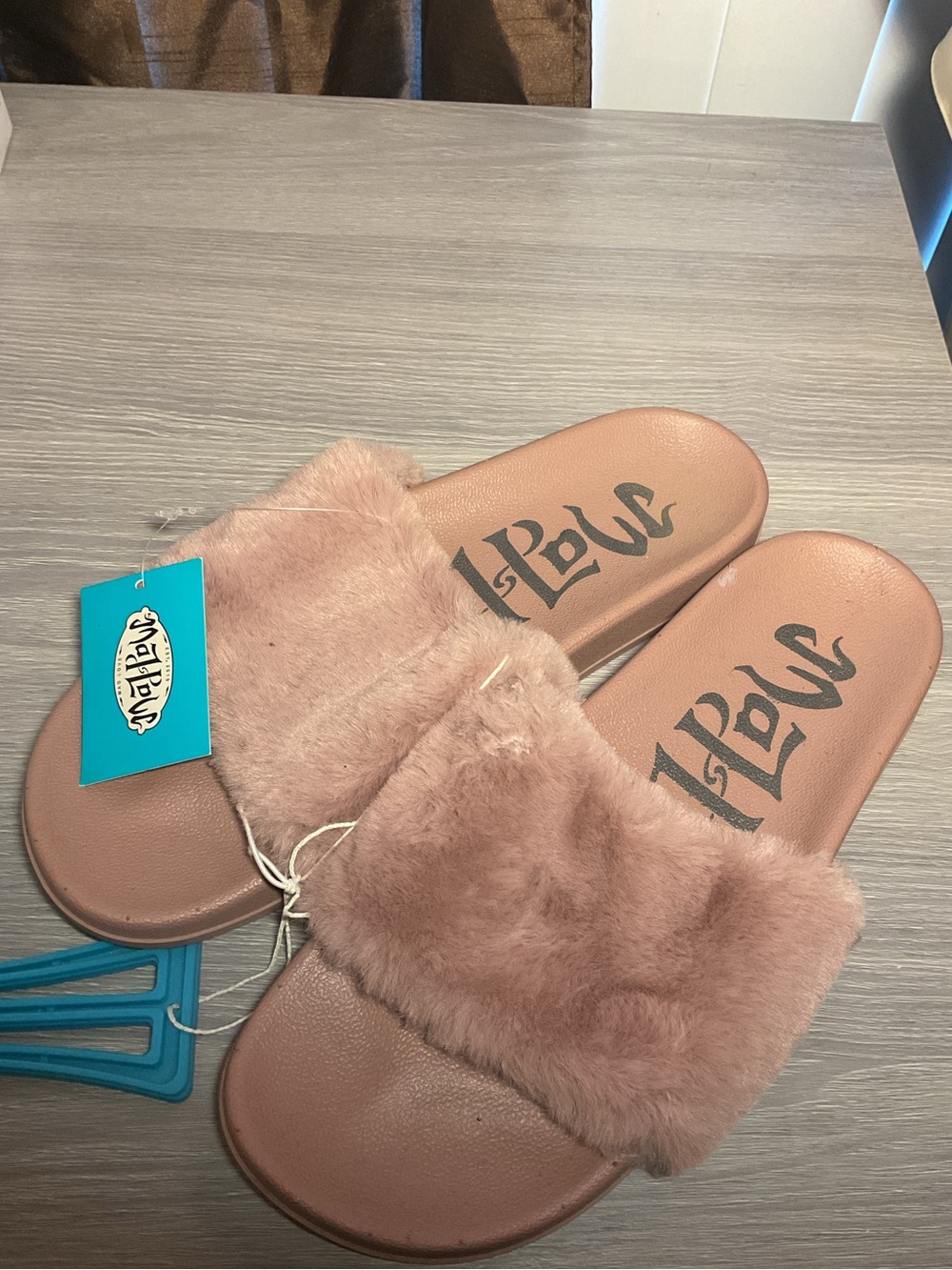 Target Pink Faux Fur Slide Sandals